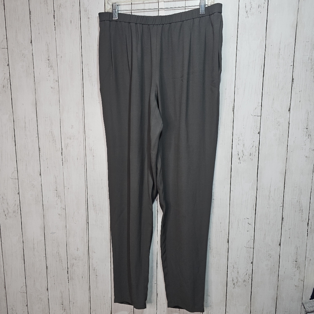 EILEEN FISHER Womens Silk Georgette Crepe System Pull On Gray Pants Size Medium.